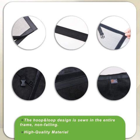 Close-up details of Garage Door Screen For 2 Car Doors 18x8 Ft Magnetic Closure Heavy Duty Mesh With Weighted Bottom