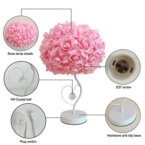 Red Rose Flower Desk Lamp With Lampshade For Nightstand Adds Cute Modern Vibe To Any Bedroom Minimalist Yet Cozy Decor Gift