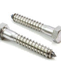Beefy Stainless Lag Bolts For Wood Half Inch By Three Inch Hex Head Screws 304 Stainless Steel 18 8 Plain Finish, 10 Pack