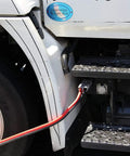 Jumper Cables 30 Feet 1 Gauge 800 Amp With Permanent Installation Kit And Quick Connect Plug attached to truck