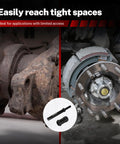Air Powered Truck Anchor Pin Bushing Driver Kit For 1-3/8 Inch Anchor Pin Bushings Removal And Installation No Hub Removal Brake Tool Time Saving shown in use on truck axle