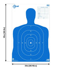 B27 Silhouette Paper Shooting Target 23 x 35 Inches 50 Pack for Handgun Training with blue human shape design for accuracy