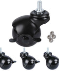 Set Of Four 2 Inch Swivel Ball Casters With Locking Brake M8x15mm Grip Neck Stem For Hassle Free Furniture Upgrade Durable E Coated Black Wheels showing one caster with locking feature.