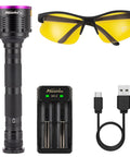 Beast Mode 20W 365nm UV Flashlight With USB Rechargeable Battery Battery Included Black Light for various uses and UV glasses.