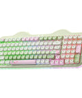 Butter Smooth Milk Switch Wireless Mechanical Keyboard With 98 Key Layout And Full Number Pad Featuring Totally Fire Cake Theme Vibe And Vibrant Dye Sub Keycaps, showing colorful keycaps.