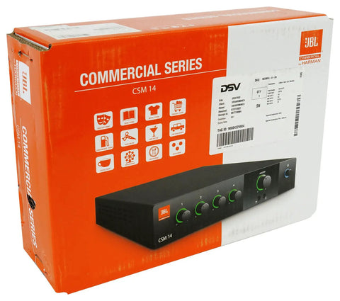 Box packaging of 4-Input 1-Output Pro Audio Mixer, 1U Rackmount, Fanless Design, Euroblock Mic Line I O, RCA Unbalanced Inputs