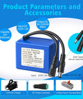 12V 6000mAh Rechargeable Lithium Ion Battery Pack With Charger and connectors for RC cars, drones, LED, and CCTV