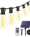 25Ft Solar String Lights With Remote, 3 Lighting Modes, Waterproof Dimmable Patio Lights With 11 S11 LED Bulbs, accessories