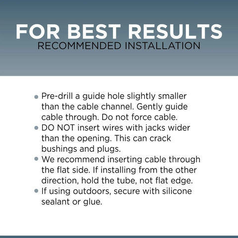 Single Feed-Through Bushing For RG6 Coax Cable, Clean Wall Pass-Through Grommet For Low Voltage Wires, Indoor Outdoor Use, Durable Shielded Installation, Keeps Cables Safe And Neat For Quick No Fuss Setup installation guide text