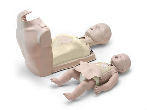 Top Tier Infant CPR Training Manikin With Realistic Dark Skin Texture And Integrated AHA Feedback Monitor For Dead On BLS Certification Reps Plus Killer Classroom Rescue Drills showing torso and infant model with detailed features.