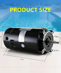 Heavy Duty One Horsepower Swimming Pool Pump Motor Drop In Replacement For Hayward And Jacuzzi Pumps, size dimensions shown.