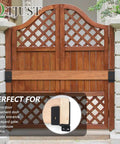 Heavy Duty Black Steel Door Barricade Brackets 32 Pack U Shape Security Reinforcement For 2x4 Lumber Tough As Nails close-up on gate with brackets