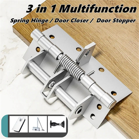 Heavy Duty Automatic Door Closer Self-Closing Invisible Door Spring Hinges 90-Degree Positioning Stopper Bronze Finish