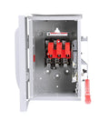 Heavy Duty 30 Amp 3 Pole 600 Volt Non Fused Safety Switch With 3 Wire HD Type 3R Quick Make Quick Break Mechanism, open view