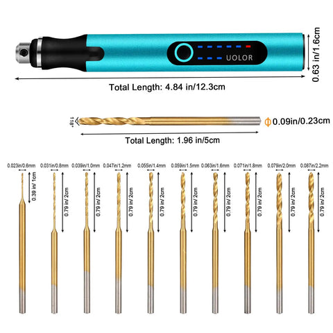 Blue 3 Speed Cordless Mini Drill Pen USB Rechargeable DIY Electric Hand Drill Kit With 10 Small Drill Bits for jewelry making