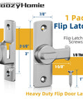 Heavy Duty Badass Flip Door Latch With Slick Silver Coating And Smooth 90 To 180 Degree Action For Barn Doors Cabinets And Bathrooms True No Sweat Easy Setup Guaranteed, showing dimensions of 3" x 2-1/8".