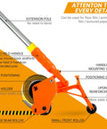Heavy Duty Floor Tape Applicator For Driveways And Warehouses With Manual Push Marking Tool Non Slip Grip Adjustable Pressure Reusable Tape Roller Workhorse Includes Three Refill Rolls For Aisles And Sports Courts, orange ABS handle