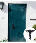 Three Pack T Shape Rustproof Iron Light Duty Shed Hinge For Doors And Gates Sturdy Do It All Strap Hinge with blue door