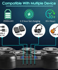 Nine Pad Electric Drum Set With 7 Color LED Lights Bluetooth MIDI Support showing connectivity options and battery life.