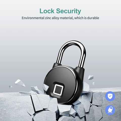 Smart Biometric Bluetooth Padlock With App Control And Fingerprint Unlock, Water Resistant, zinc alloy material on concrete shards
