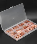 Rad 300 Pcs Red Copper Gasket Washer Assortment Kit High Thermal Conductivity Fits Auto And Hydraulic Systems M5 To M16 Flat Metal Washers Set open case