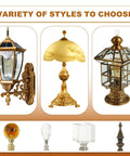 Variety of styles including Crystal Ball Lamp Finial Cap 1/4-27 Thread Gold Tone Metal Decor for lampshade harp knobs.