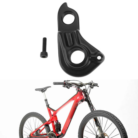 Derailleur Hanger M12x1.75 For Cannondale Mountain Bikes Replacement Thru Axle with bike and screw, aluminum part.