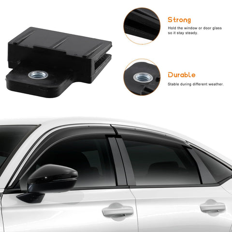 Window Glass Channel Clip Set For Auto Window Regulator Holders And Sash Retainers, 2 nylon clips on car window, black, strong and durable