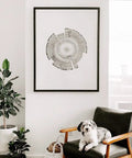 Living room corner with plant, framed artwork, and a dog on a chair; product Peel And Stick Molding And Wall Trim Set not directly visible.
