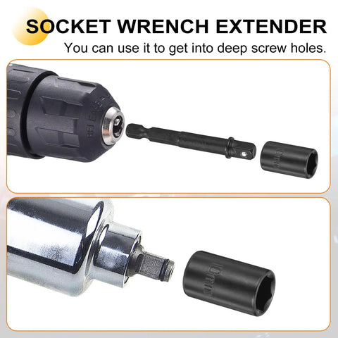 Premium Heavy Duty Deep Impact Socket 7mm With 1/4 Inch Drive, Long Reach CR-V Steel For Tough Mechanics And Auto Repair Gear socket wrench extender