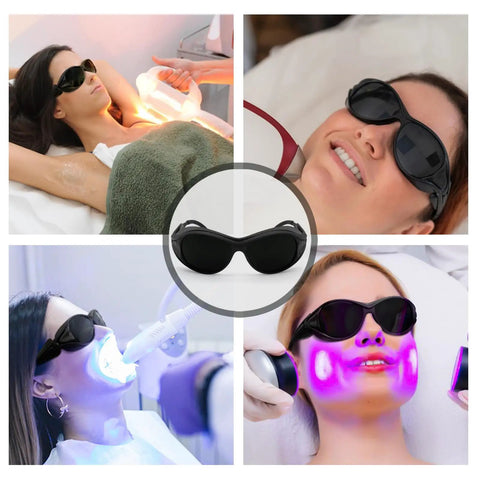 Heavy Duty IPL Laser Protection Safety Glasses With No Sweat Comfort Fit And Matte Black Frame used during spa treatments.
