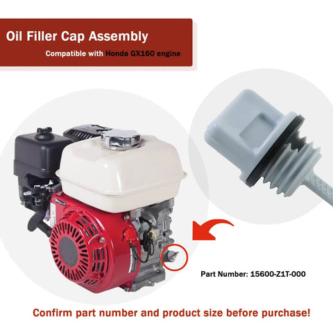 Oil Filler Cap Assembly for Honda GX120 GX160 GX200 Engines With Dipstick No Fuss Quick Install 15600-Z0T-810 15600-Z1T-000