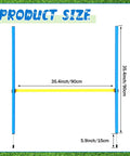 8 Set Dog Agility Jump System With Adjustable Hurdles, size diagram, blue and yellow, showing height and width in inches and cm.