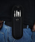All-In-One 4 Piece Nail Setter Kit With Dual Head Nail Setter And Center Punch in a black belt pouch