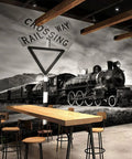 Dope Old Steam Locomotive Wall Mural Peel And Stick 90 By 67 Inches Four Panels Premium Vinyl Matte Finish Easy Install No Overlap