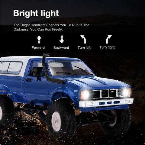 RC Crawler C24 4x4 Off Road Truck RTR 1/16 Scale with LED lights highlighting features for night driving