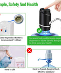 Portable 5 Gallon Electric Water Dispenser With USB Rechargeable Pump For 2 To 5 Gallon Jugs, easy dispensing with silicone spout