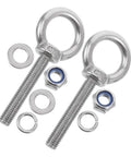 Stainless Steel Eye Bolts M10x60 With Nuts And Washers Anti Loosening Beefy Heavy Duty Lifting Eye Bolt For Machinery Mounting And Concrete Wall Installation Weather Resistant Surface And Extra Length For Deep Anchoring, stainless steel eye bolts with nuts and washers