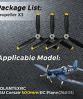 High-Performance 3-Blade RC Plane Propeller Set For F4U Corsair 500mm Brushless 4-Channel Airplane with spare and model image