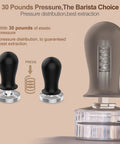 53mm Espresso Calibrated Tamper With Spring Loaded Handle showing internal spring mechanism for consistent tamping pressure