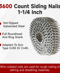 3600 Count Siding Nails One And A Quarter Inch Ring Shank 0.092 Inch Diameter 15 Degree Hot Dipped Galvanized Collated Wire
