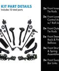 Front Steering And Suspension Kit For 2013 To 2019 Nissan Sentra Ready To Roll Front End Replacement With Inner And Outer Tie Rods