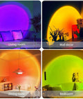 Sunrise Mood Lamp With Remote, 16 Color Changing Sunset Projector For Bedroom creating colorful ambience in different rooms