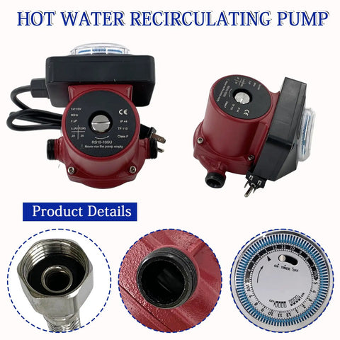 Ditch The Freezing Shower Head And Grab This Smooth Running Hot Water Recirculating Pump Compatible With Grundfos Up15-10Su7P-Tlc 115V 1 25 Hp 3 4 Inch IP44 Quick Hookup close-up image showing powered pump details.
