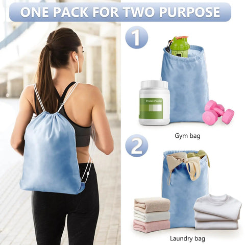8 Piece Travel Packing Cubes Set With Shoe Bag And Hanging Toiletry Bag Durable Anti Tear Luggage Organizer in Blue showing gym and laundry bags
