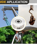 Heavy Duty H Groove Pulley Wheel Made From 304 Stainless Steel With Precision Ball Bearing For Slick Sliding Gate Rail and Cable System Applications Built Tough To Run Like Butter Every Time shown with pulley system and cable.