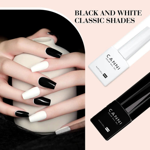 Black And White Gel Nail Polish Kit Hema Free Soak Off LED Gel Lacquers For DIY Home Manicure Long Lasting 30 Plus Days