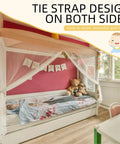 4 Corner Mosquito Net Bed Canopy With 1 Or 4 Openings For Camping, Travel Or Home Use, installed over child’s bed in bedroom