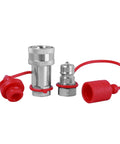 3/8 Inch Hydraulic Quick Connect Tractor Coupler ISO 7241 A Ball Valve Type With Two Dust Caps Pioneer Type Interchangeable