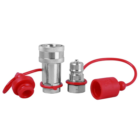 3/8 Inch Hydraulic Quick Connect Tractor Coupler ISO 7241 A Ball Valve Type With Two Dust Caps Pioneer Type Interchangeable